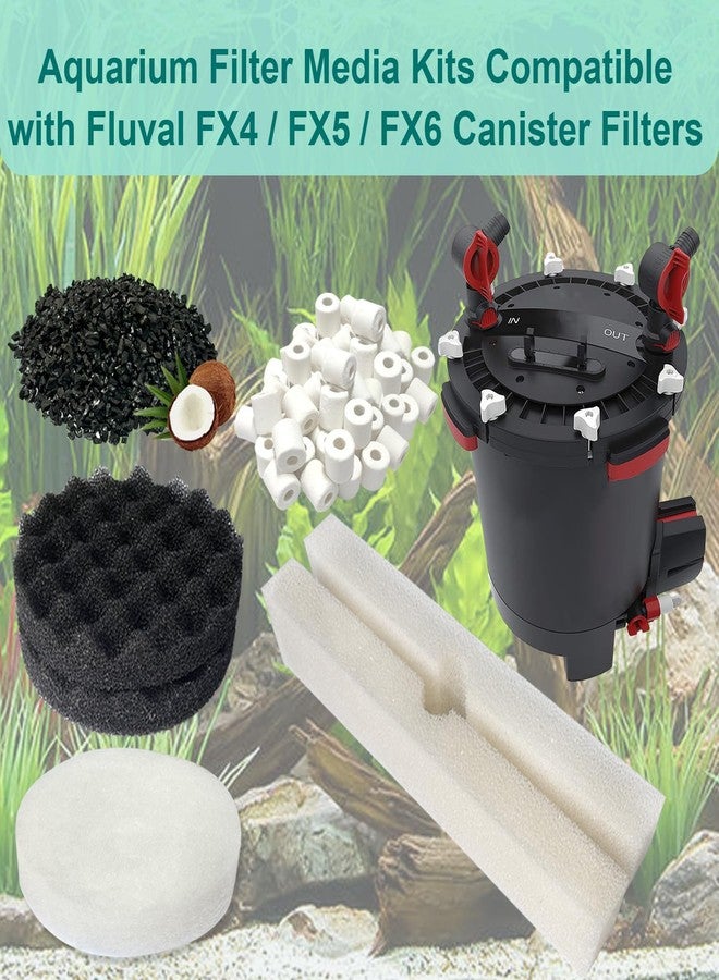 beaufan 21 PCS Aquarium Media Kits Replacement for Fluval FX4 / FX5 / FX6 Canister Filters, Including Bio-Foam Block, Carbon Sponge Filter, Ceramic Ring, Activated Carbon, Silicone Lubricant, Mesh Bag - Image 2